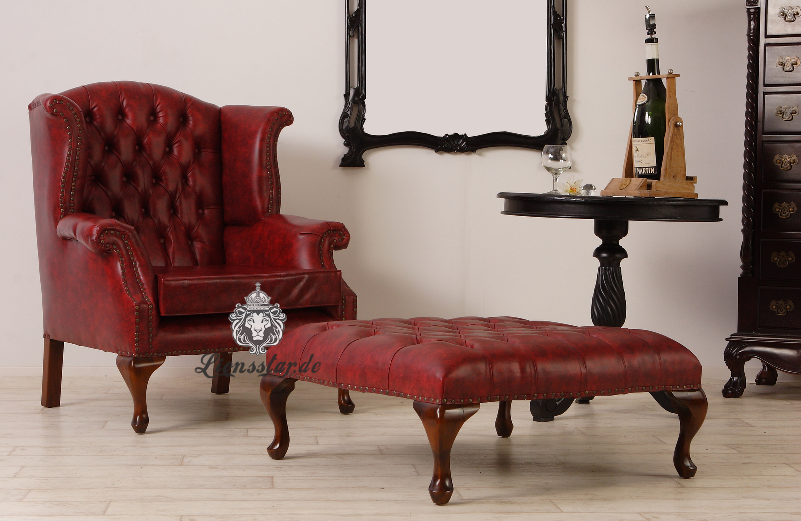 Ohrensessel Kunstleder Chesterfield