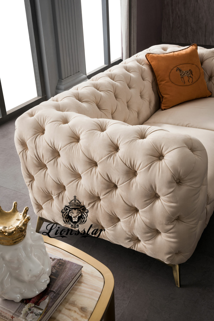 Elegantes Designer Sofaset Creme Weiß