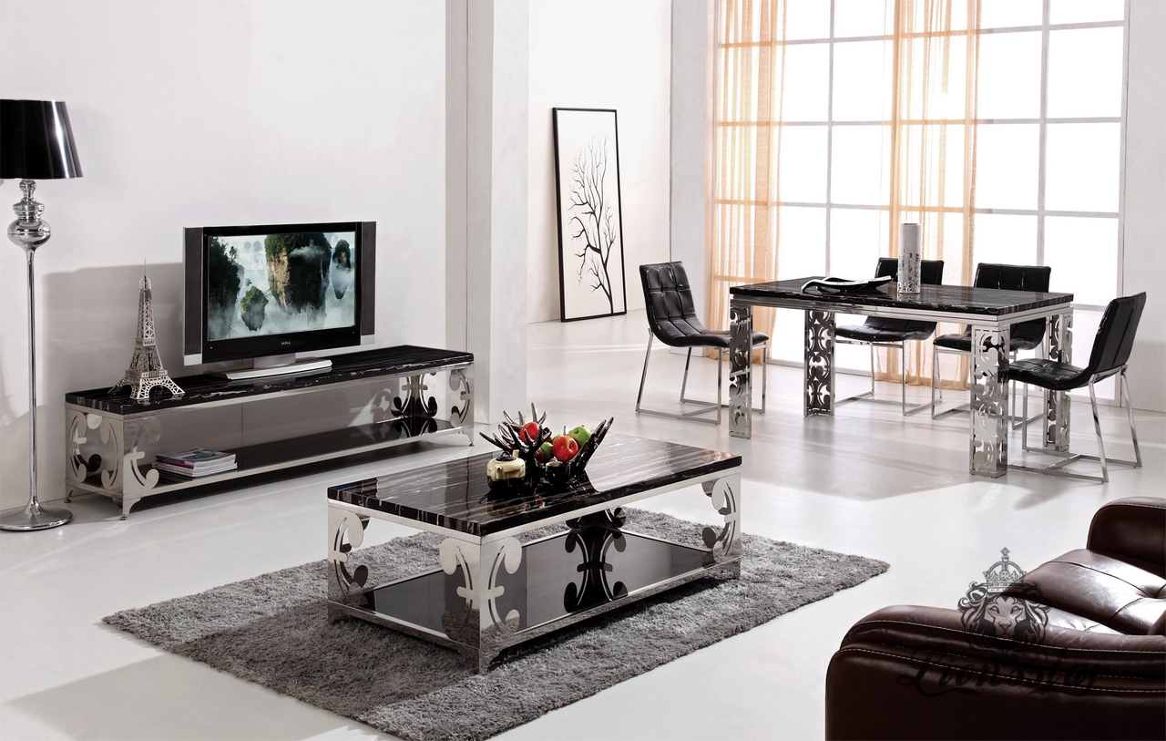 Designercouchtisch Silber