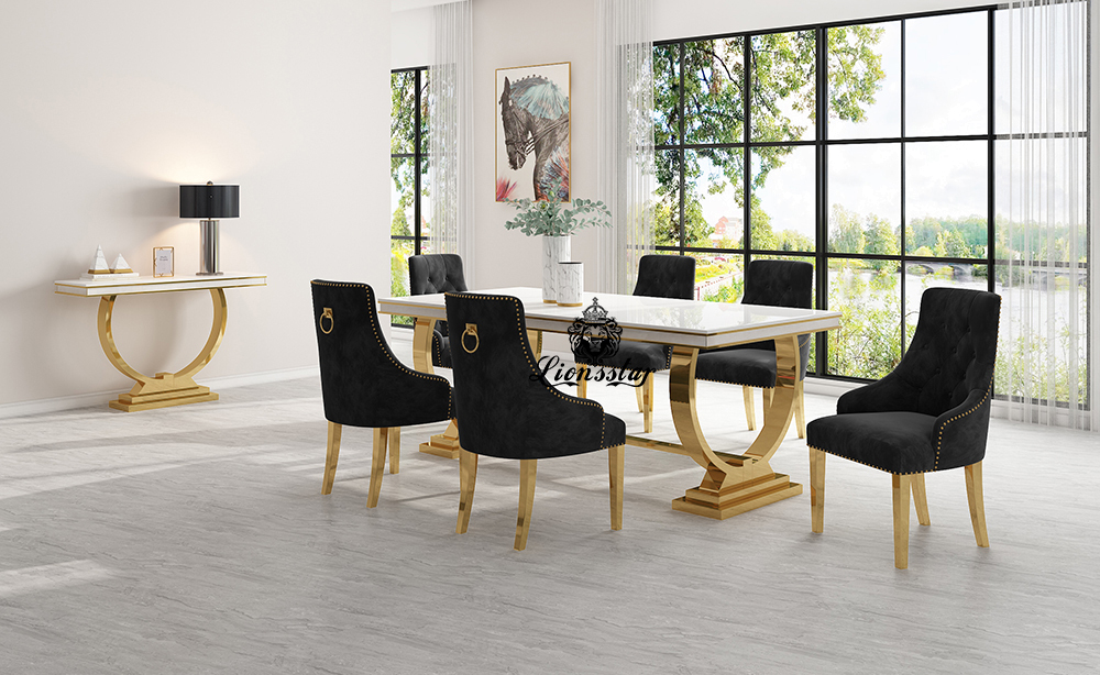 Luxus Esstisch Set Loft Design Gold Luxus Esstisch Set Loft Design Gold