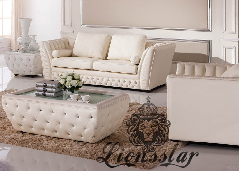 Sofa Set mit Tisch Weiß Kunstleder