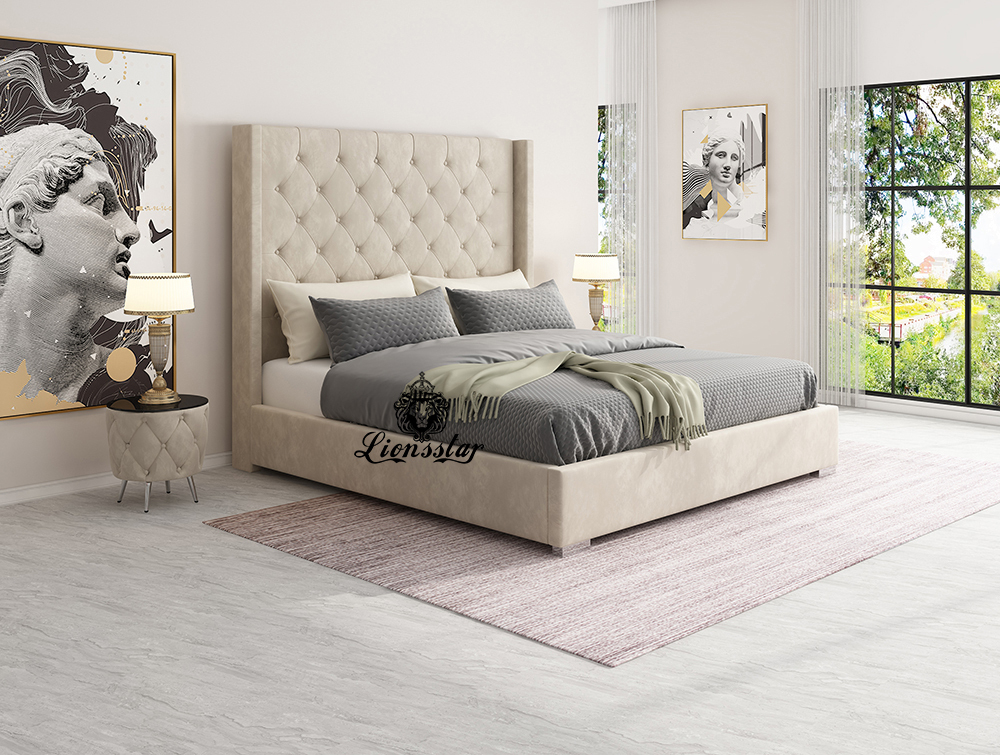 Luxus Designer Bett Chesterfield High Wall