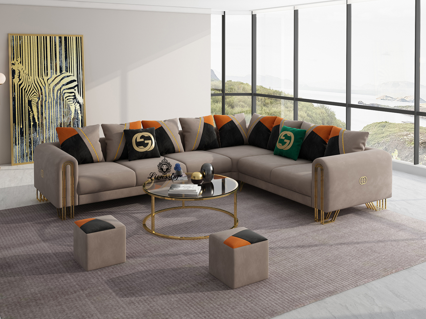 Luxus Designer Wohnlandschaft L-Form Loft-Stil Honey