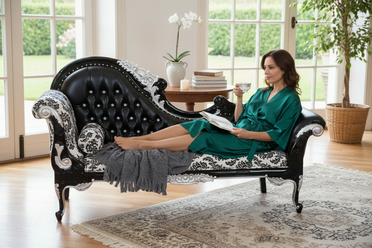 Recamiere Barock Mahagoni Holz R.107