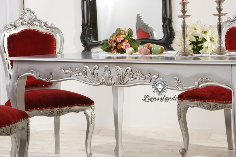 Luxus Esstisch Barock Venezia Silber