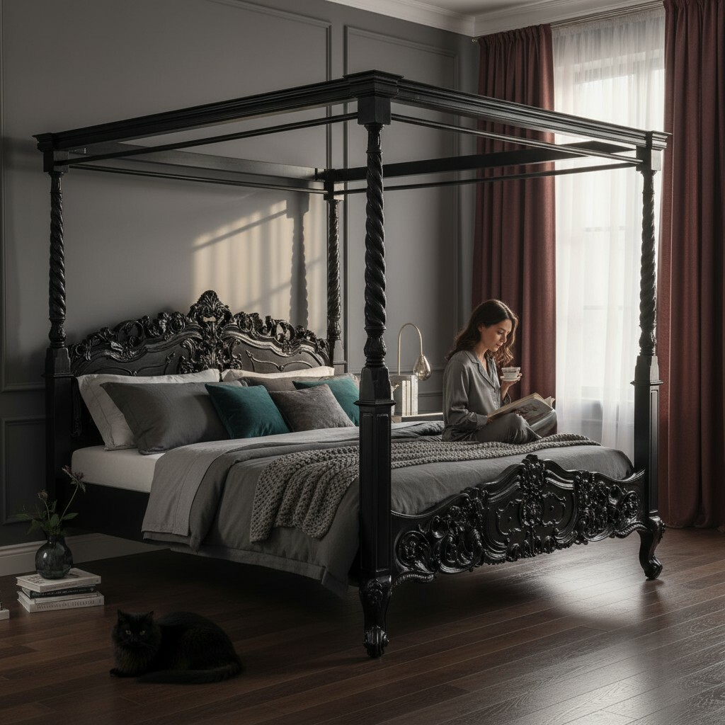 Gothic Himmelbett Schwarz Gothic Himmelbett Schwarz