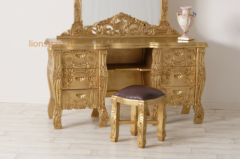 Luxus Spiegelkonsole Rococo Gold