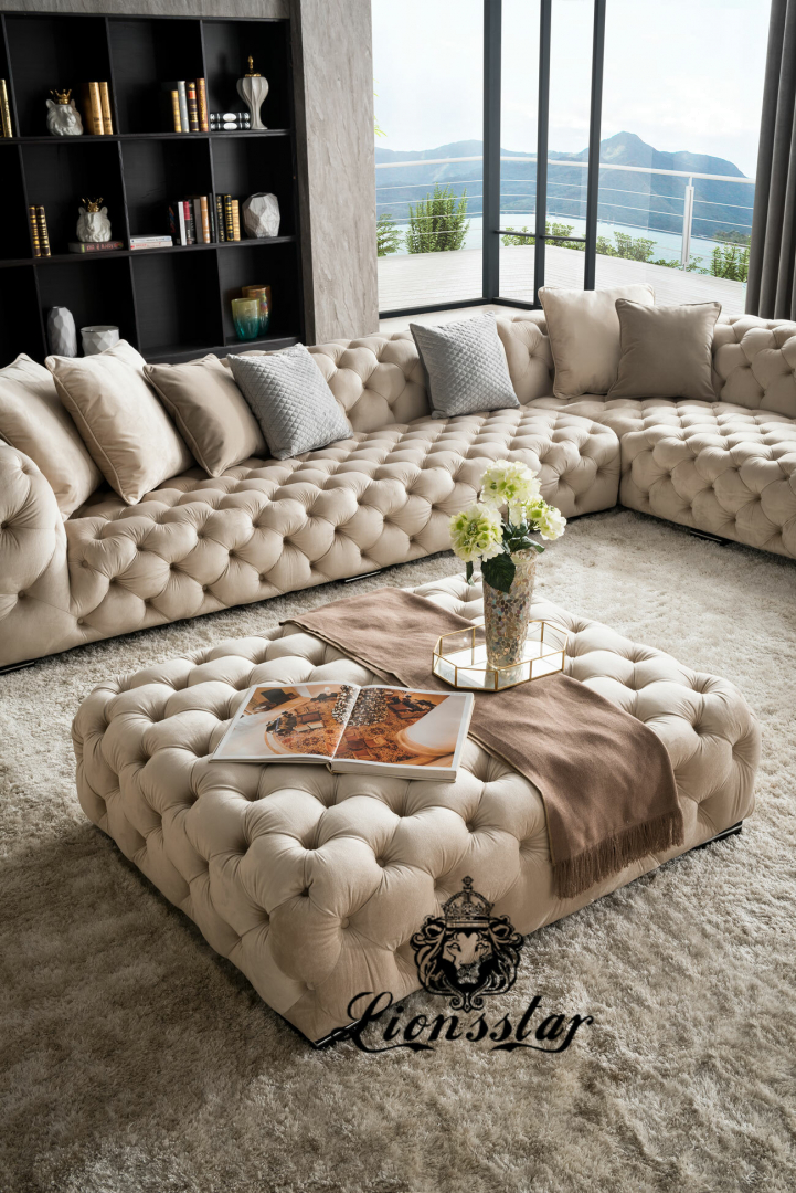 Designer Wohnlandschaft Modern Chesterfield Hell