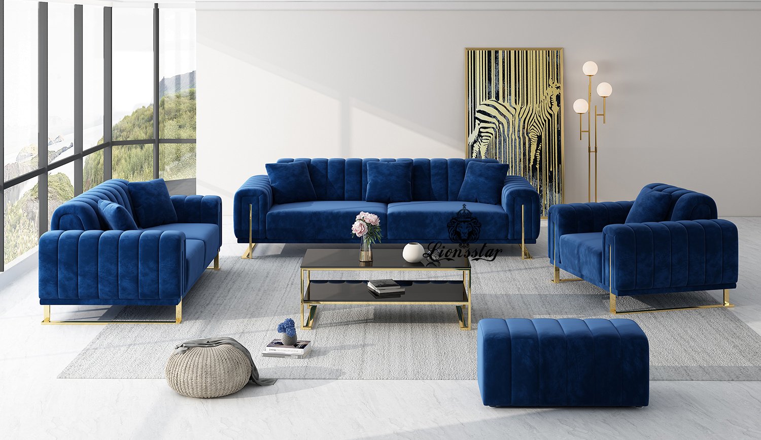  Luxus Designer Sofa Loft Style Stripes