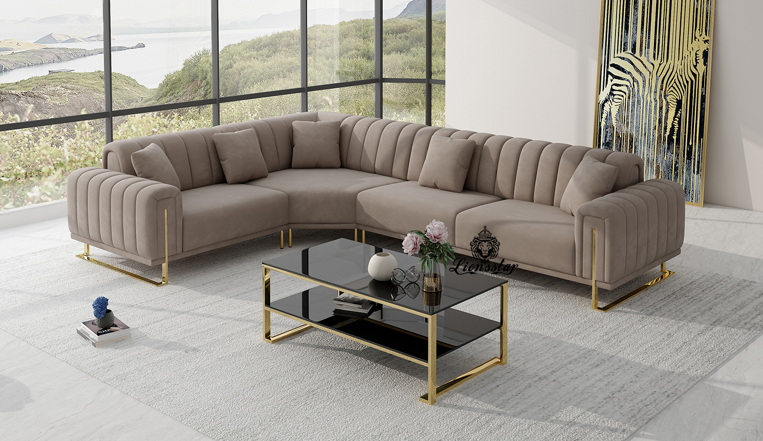 Designer Luxus Wohnlandschaft Wings High Leg L Form Designer Luxus Wohnlandschaft Wings High Leg L Form