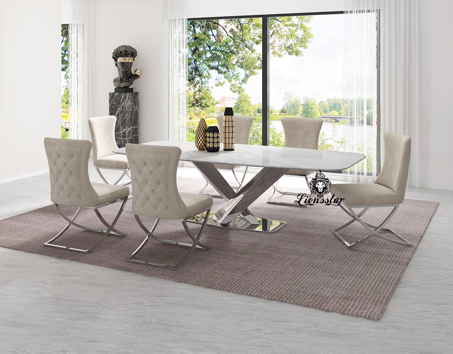 Luxus Designer Esstisch Bridge Silver