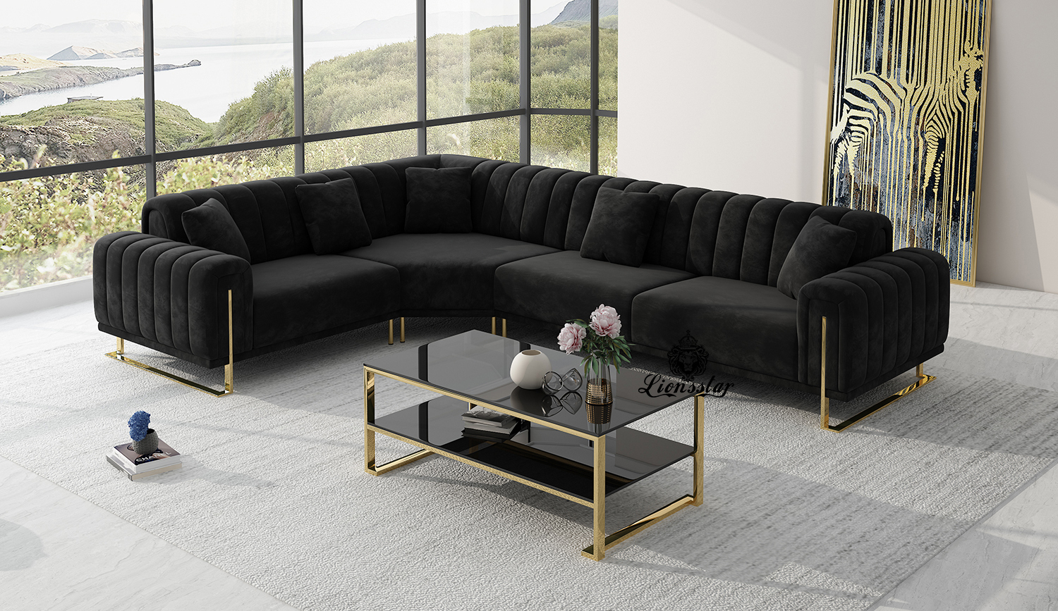 Designer Luxus Wohnlandschaft Wings High Leg L Form Designer Luxus Wohnlandschaft Wings High Leg L Form