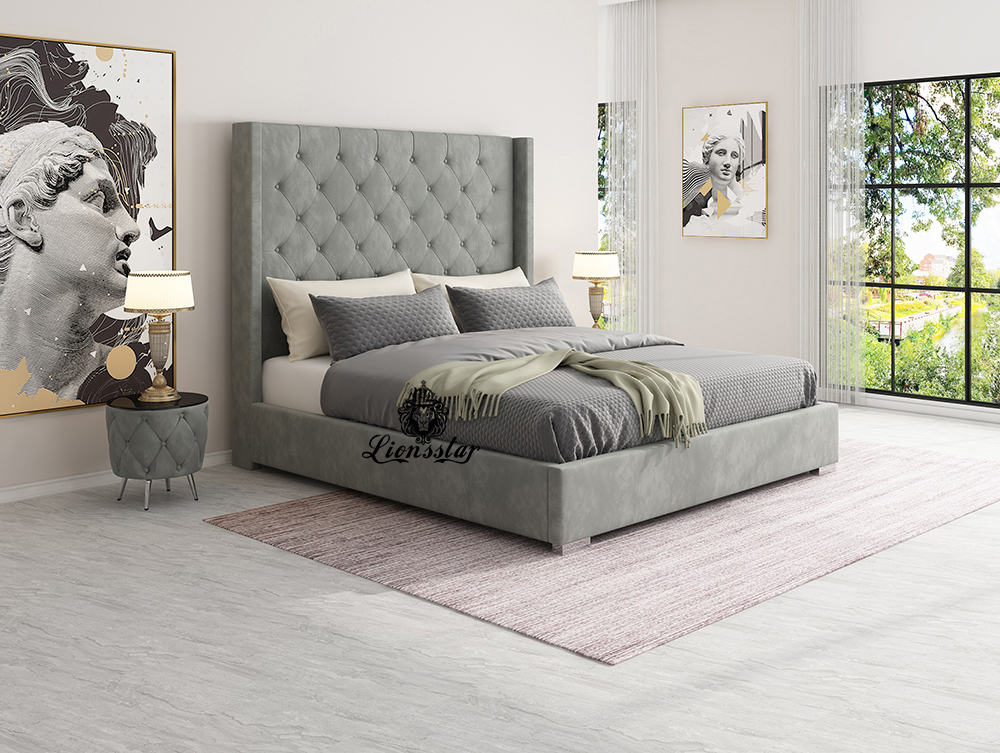 Luxus Designer Bett Chesterfield High Wall