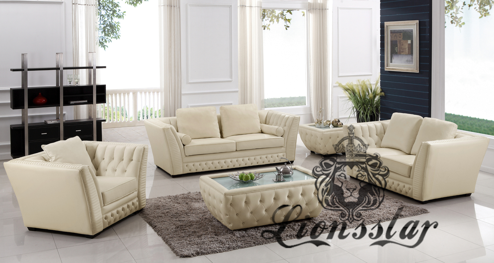 Sofa Set mit Tisch Weiß Kunstleder