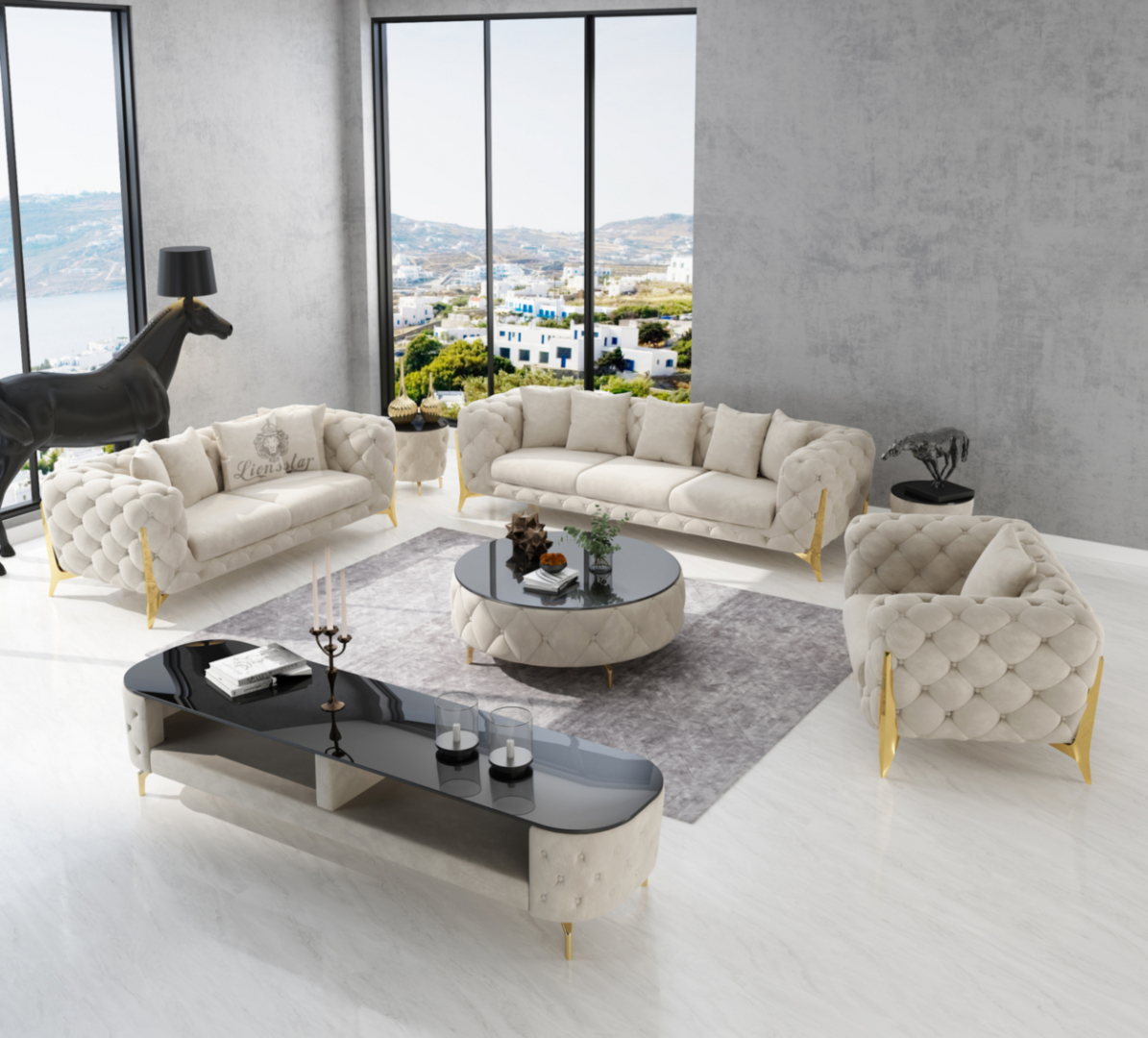 Luxus Design Sofa Set Clouds High Leg