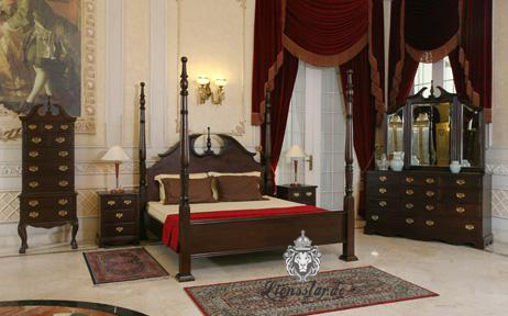 Luxus Bett Kolonialstil Mahagoni Fourposter