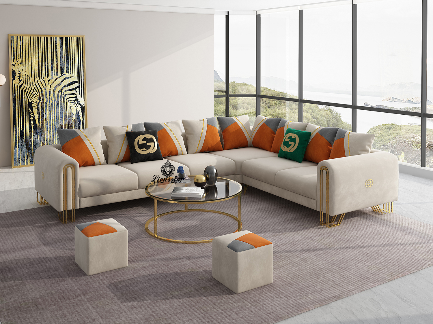 Luxus Designer Wohnlandschaft L-Form Loft-Stil Honey