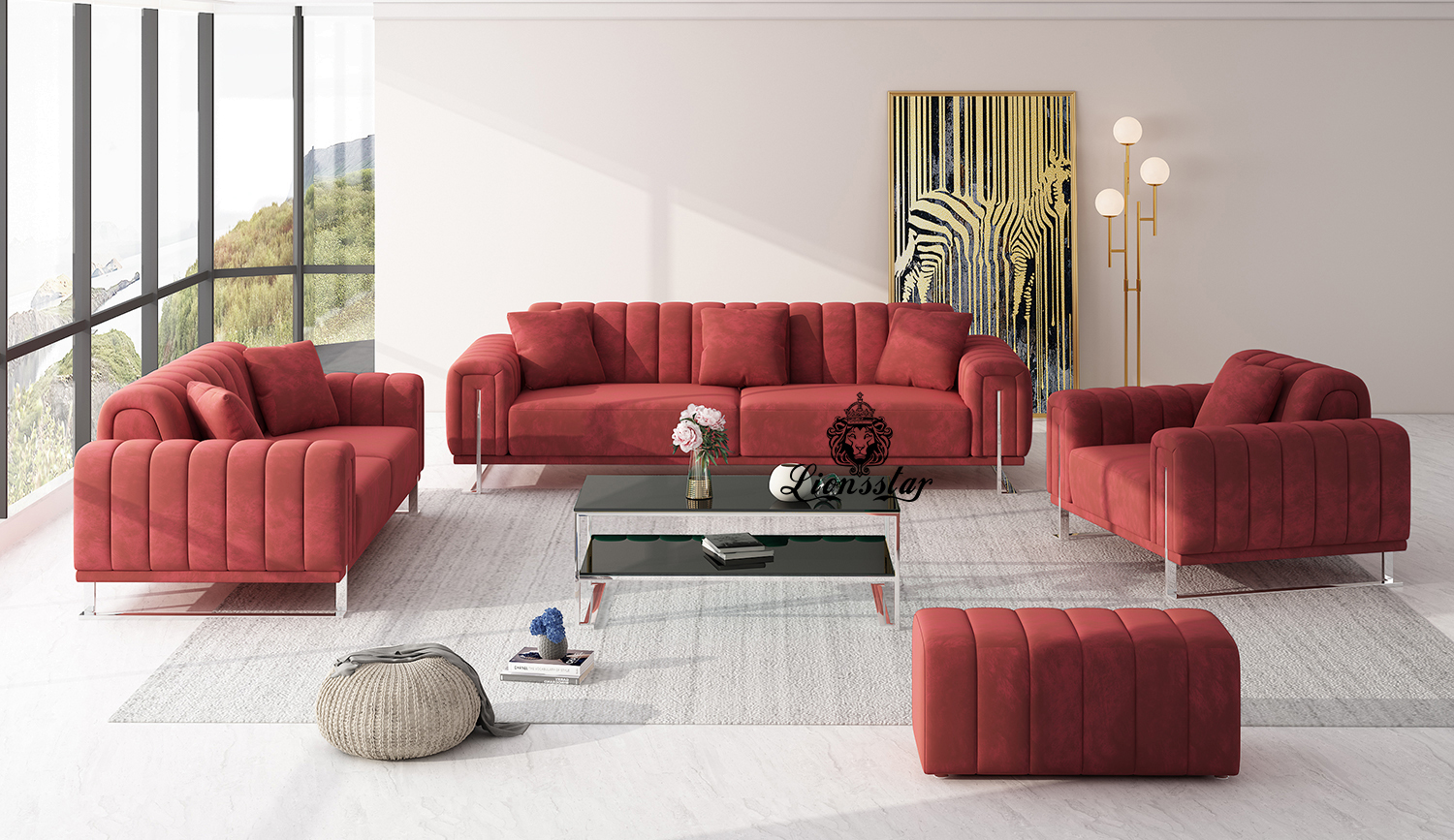  Luxus Designer Sofa Loft Style Stripes