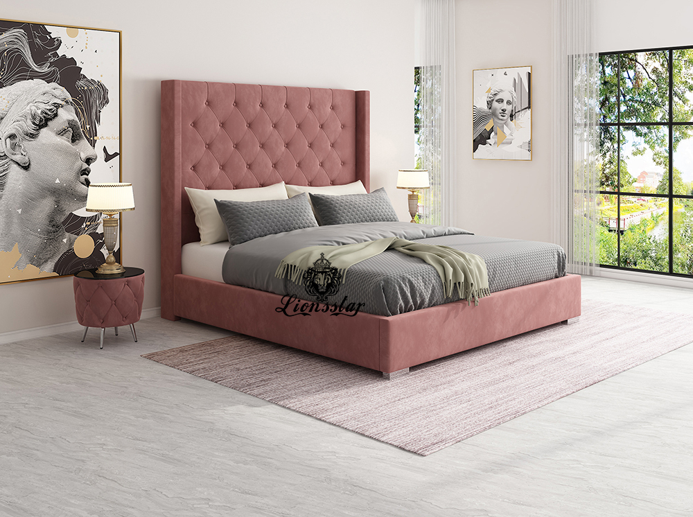 Luxus Designer Bett Chesterfield High Wall