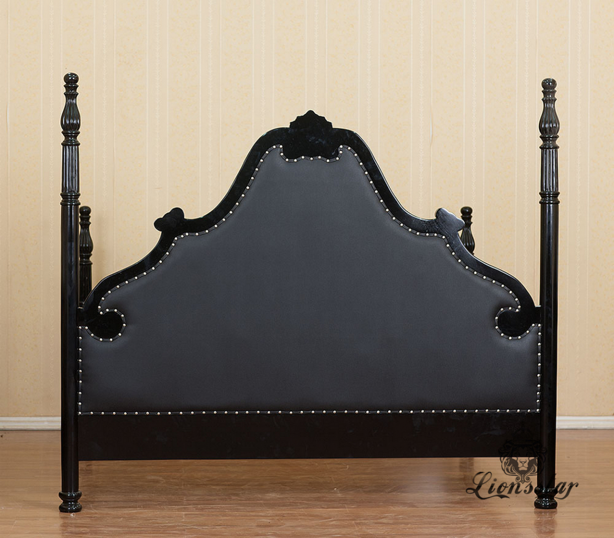 Kolonialstil Bett Schwarz Massiv