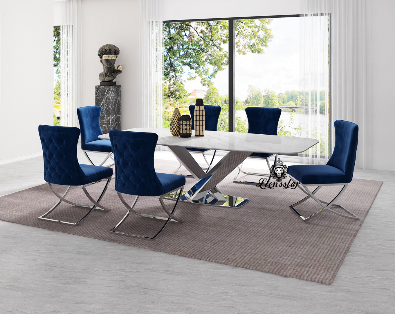 Luxus Designer Esstisch Bridge Silver Luxus Designer Esstisch Bridge Silver