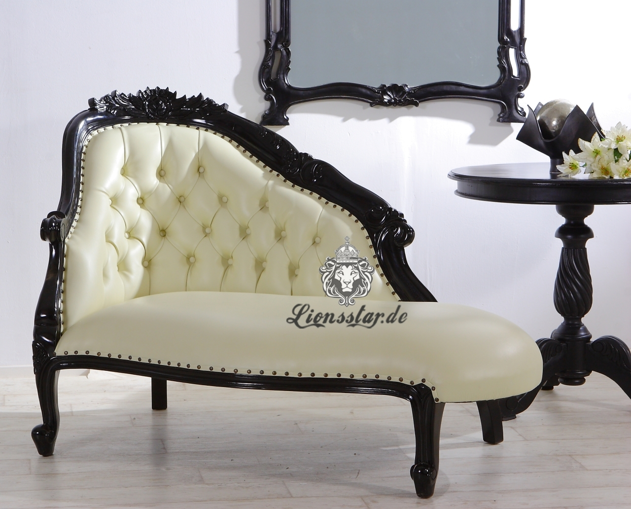 Barock Sofa Recamiere Schwarz-Weiß