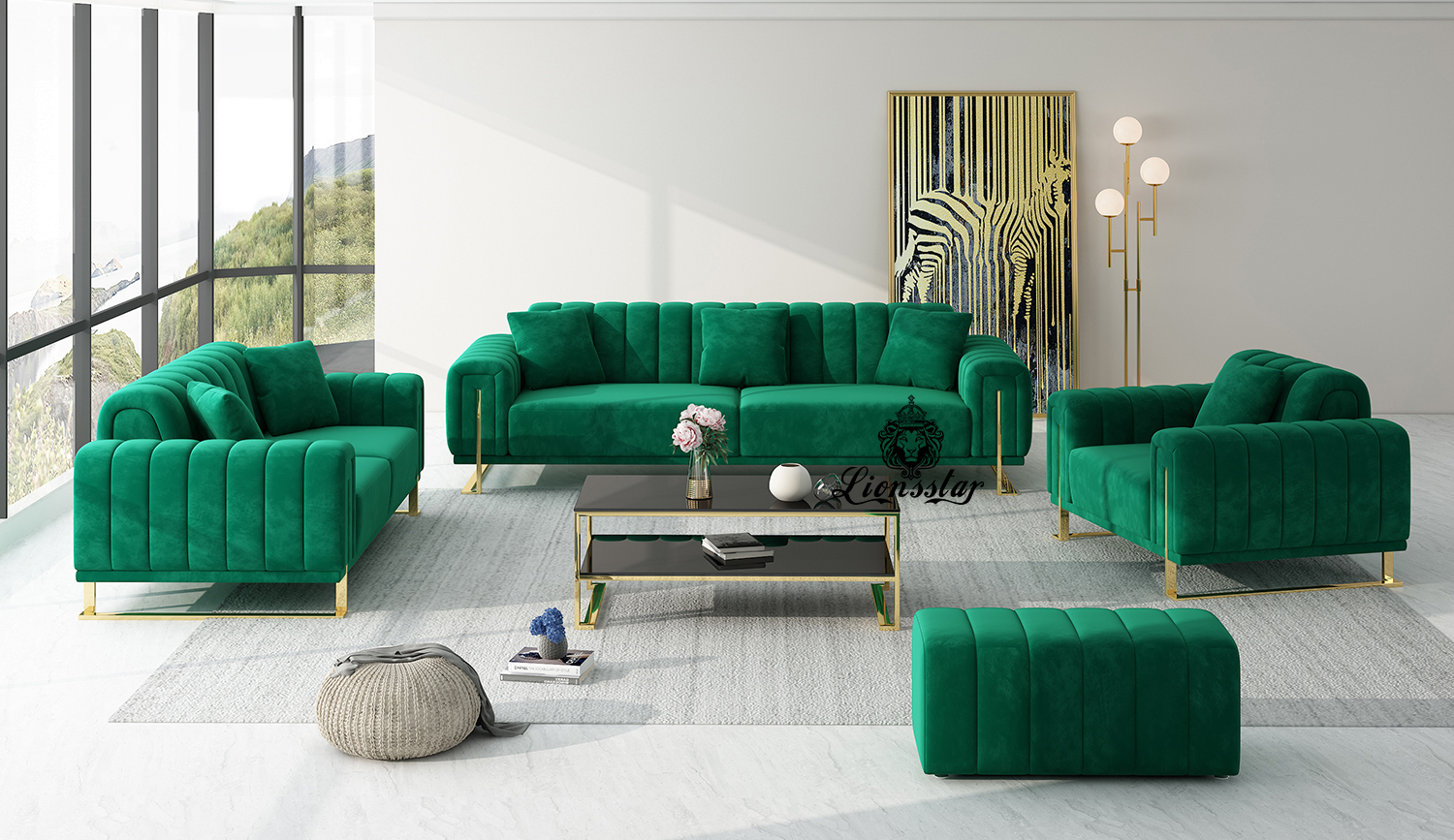  Luxus Designer Sofa Loft Style Stripes