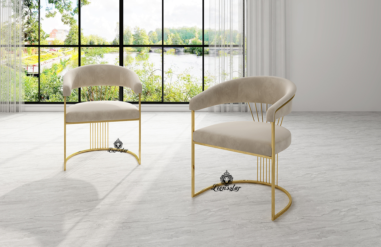 Luxus Stuhl Edel Metall Design Stripes