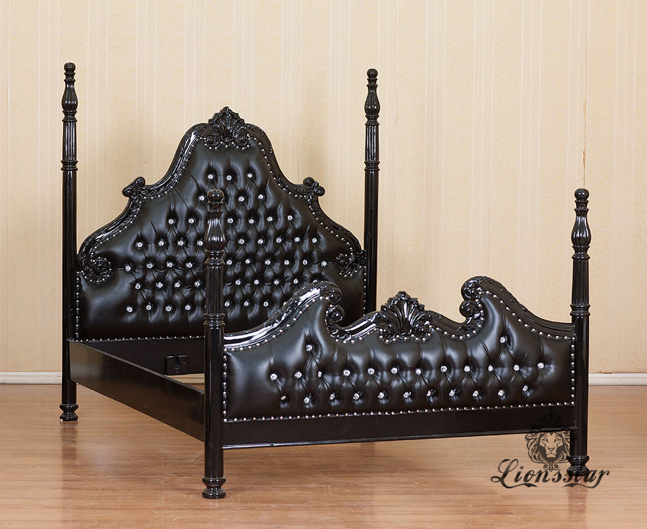 Barockbett Schwarz Strass