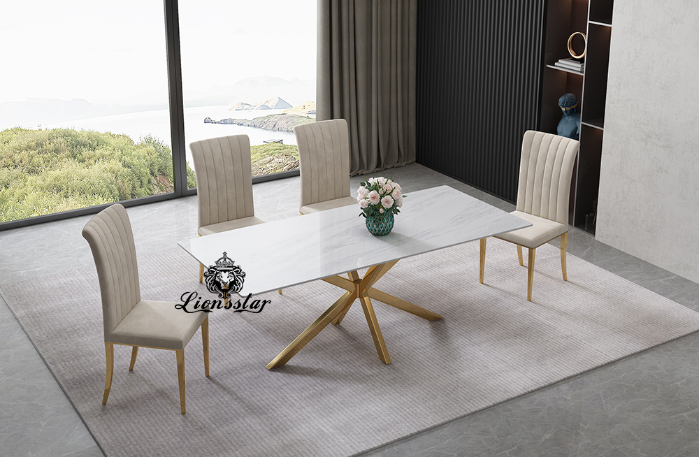 Luxus Esstisch Stripe Design Golden