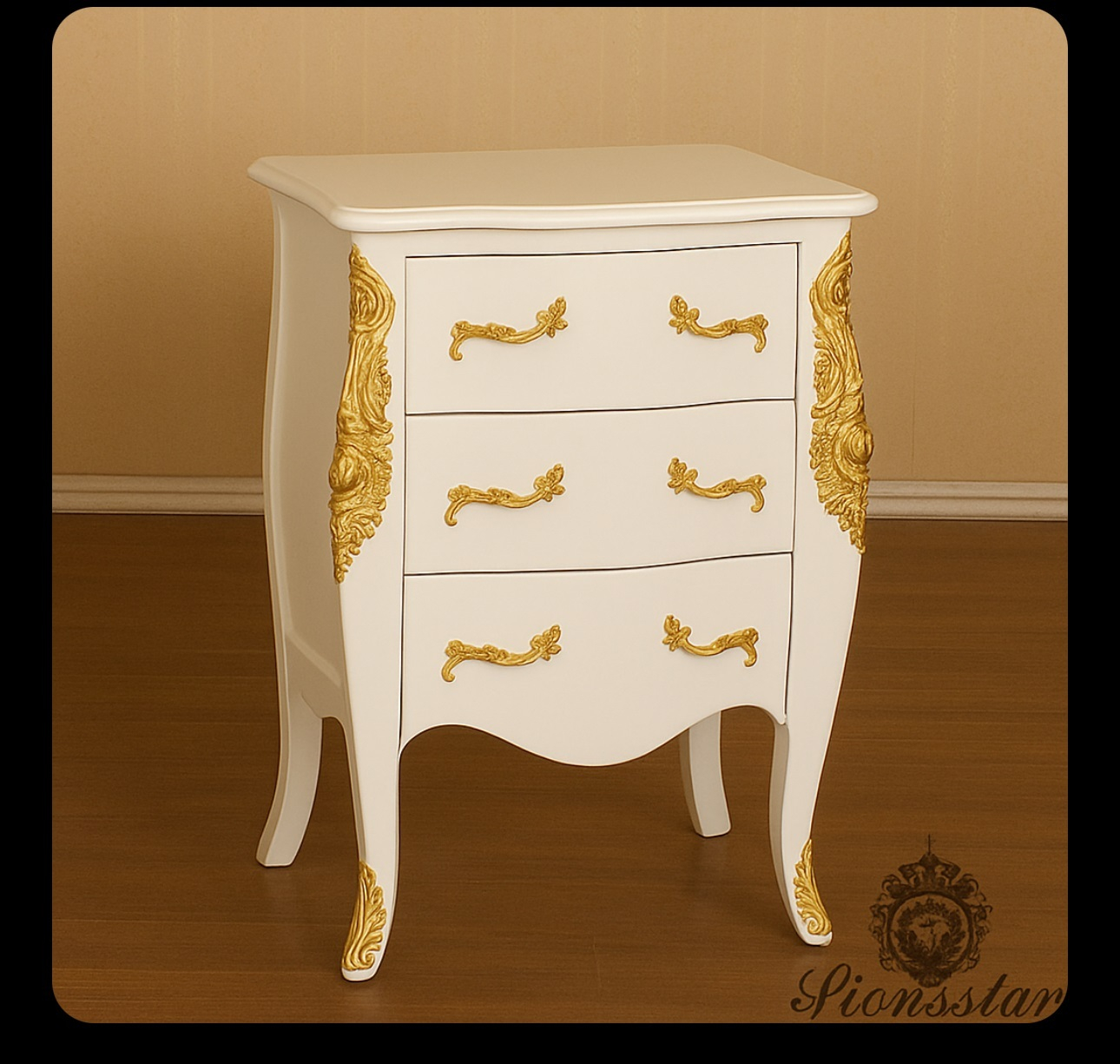 Nachtschrank Barock Streifen 