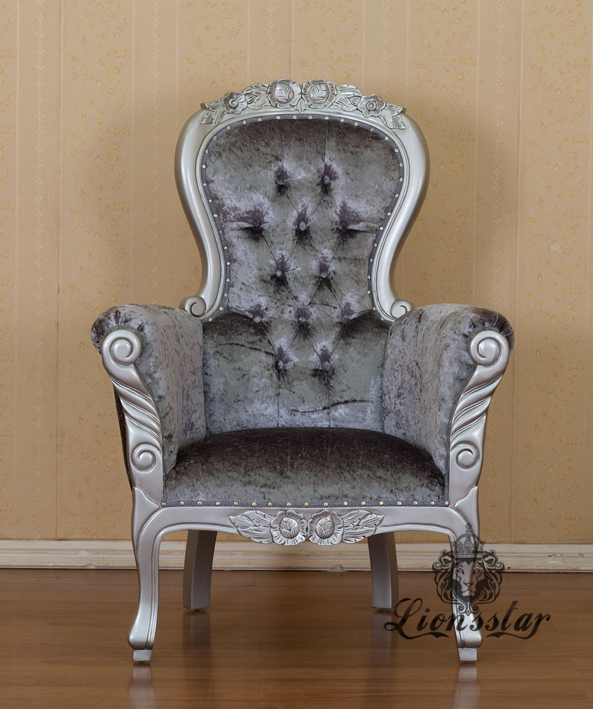 Grandfather Chair Mahagoni Silber