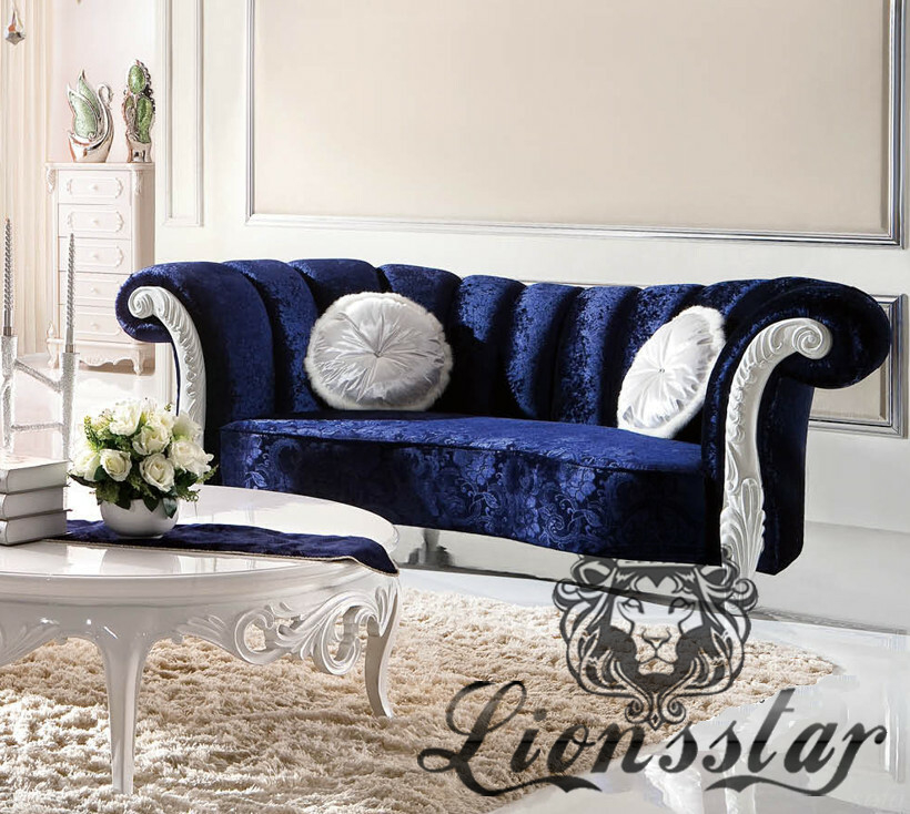 Blaues Luxussofa Sofa Set Massivholz