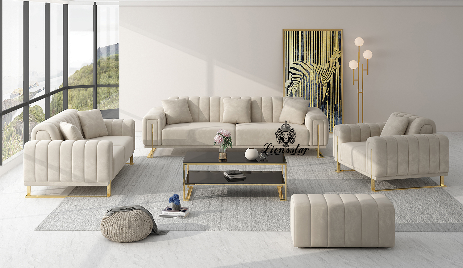  Luxus Designer Sofa Loft Style Stripes