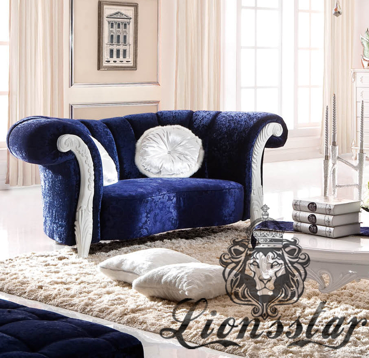 Blaues Luxussofa Sofa Set Massivholz