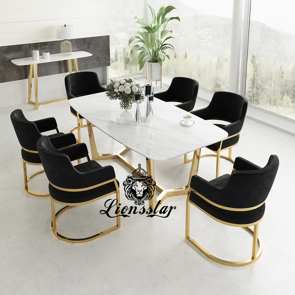 Luxus Esstisch Set Brandon Edel Metall Design