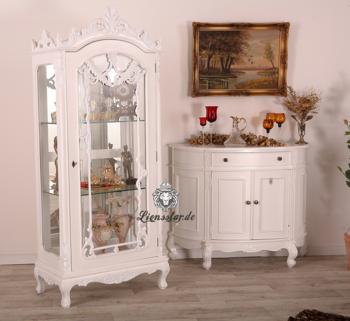 Luxus Vitrine Rokoko Weiß