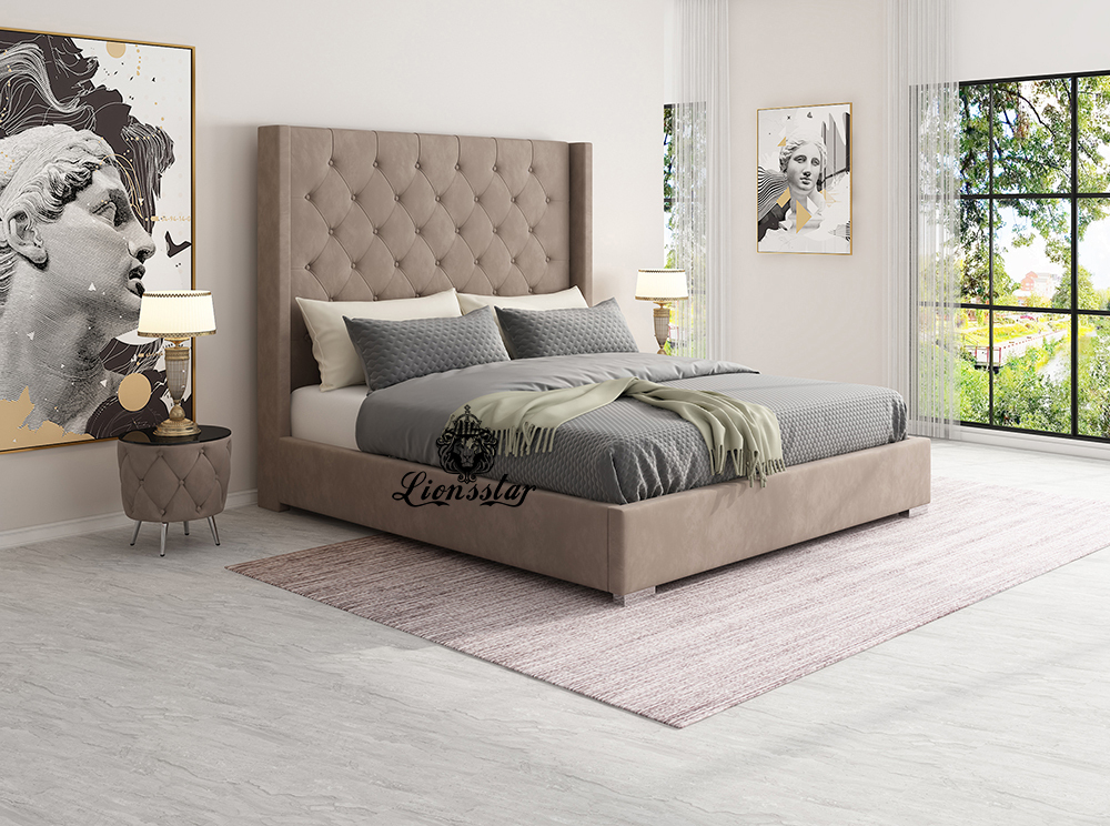 Luxus Designer Bett Chesterfield High Wall