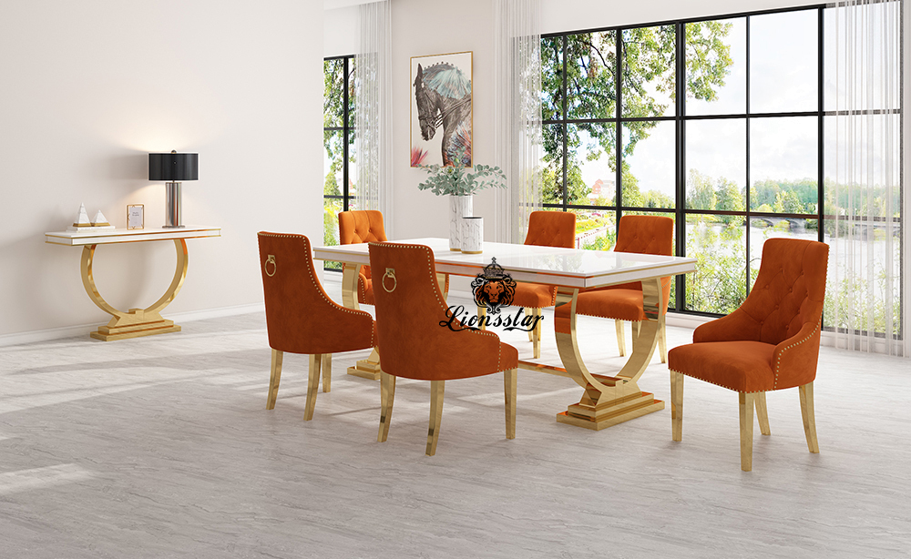 Luxus Esstisch Set Loft Design Gold Luxus Esstisch Set Loft Design Gold