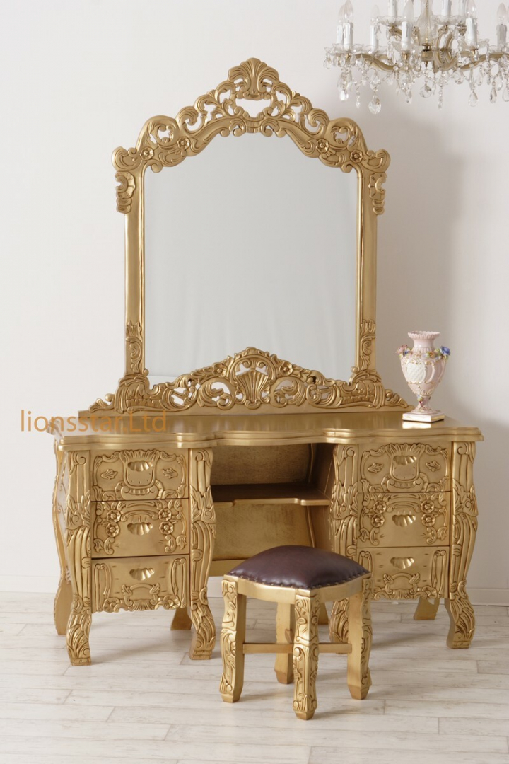 Luxus Spiegelkonsole Rococo Gold