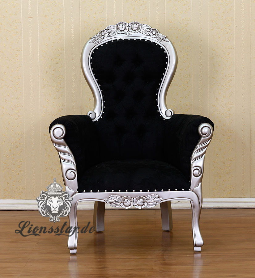 Luxus Stuhl Silber Schwarz