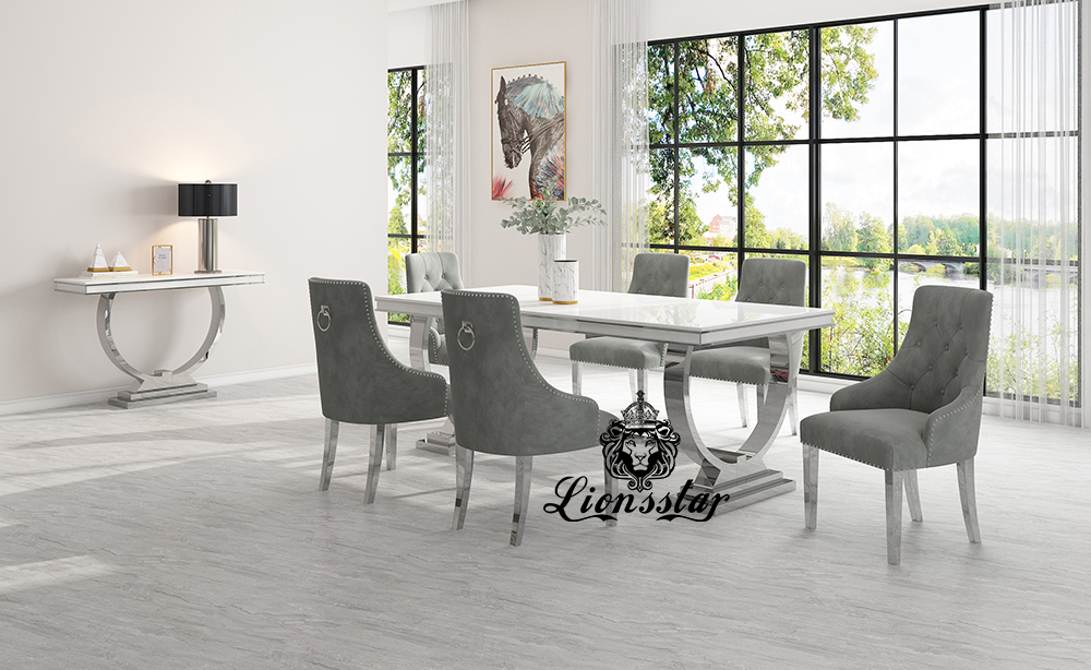 Luxus Esstisch Set Loft Design Silver Luxus Esstisch Set Loft Design Silver