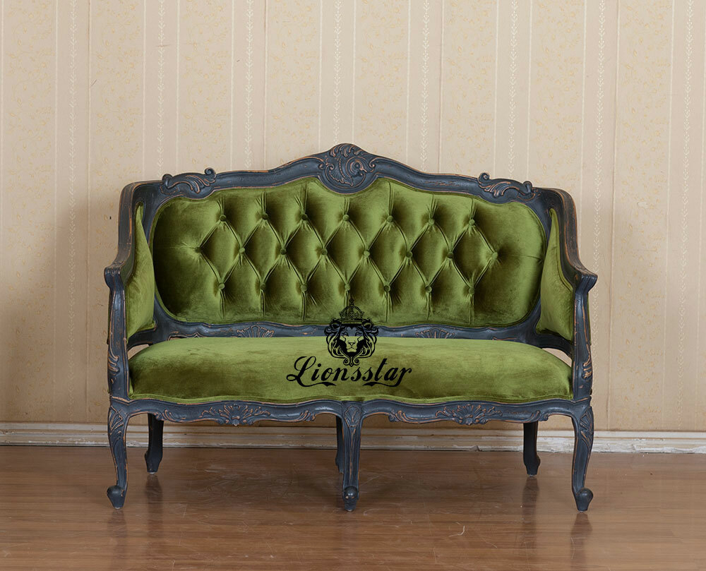 Barock Sofa Shabby Stil Velvet Gesteppt 