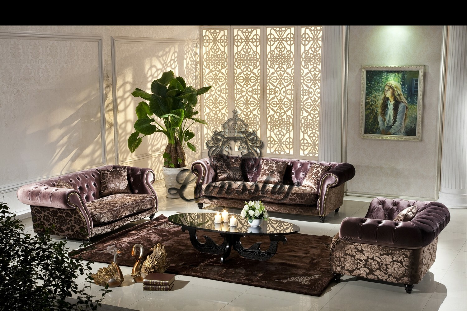 Sofaset Samtstoff Purpur Sofaset Samtstoff Purpur