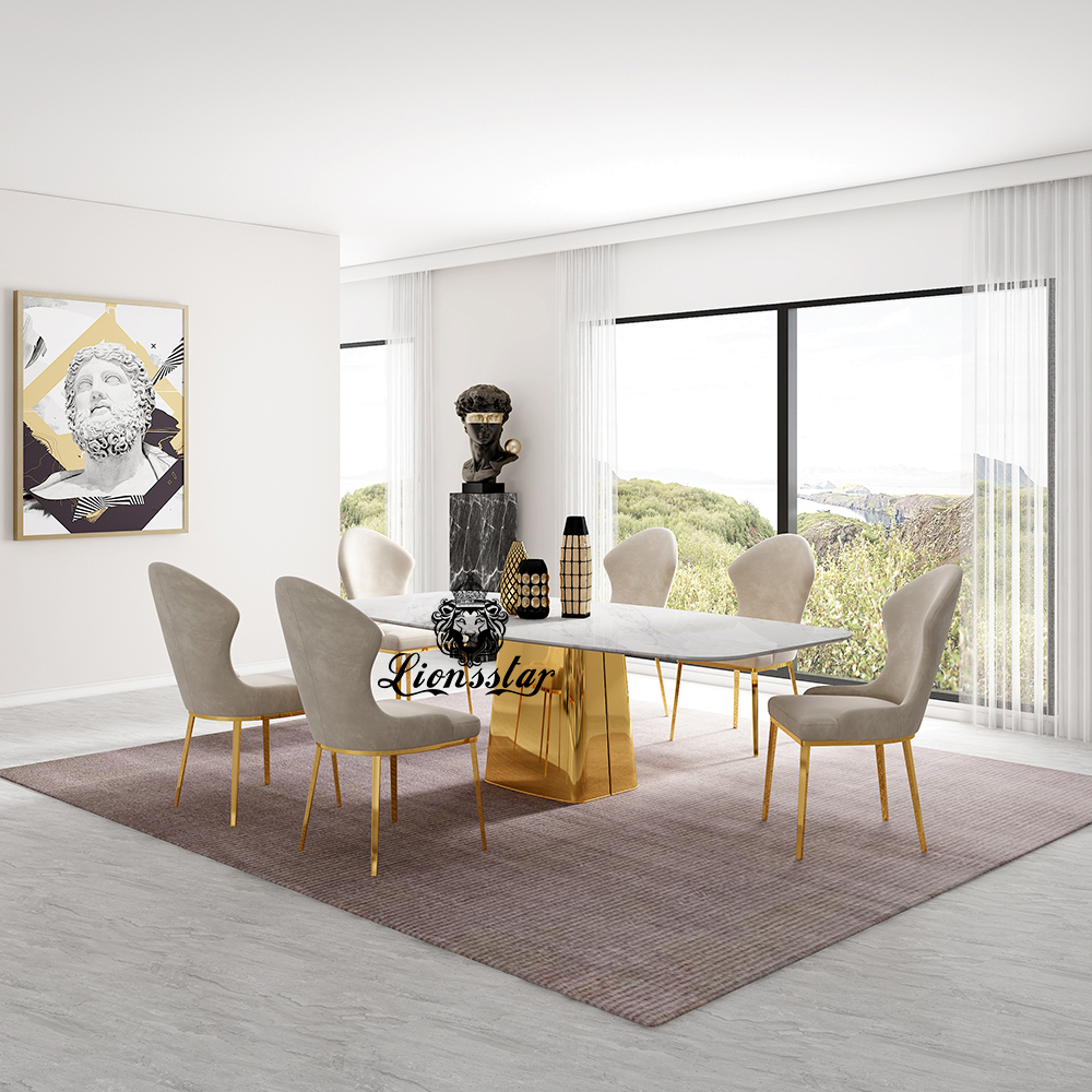 Luxus Designer Esstisch Set Gold Tower Luxus Designer Esstisch Set Gold Tower