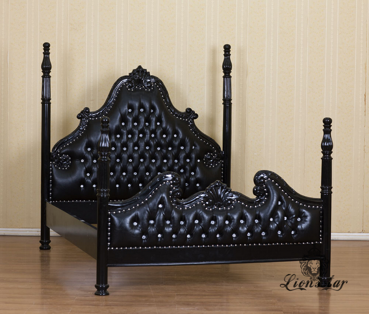 Barockbett Schwarz Strass