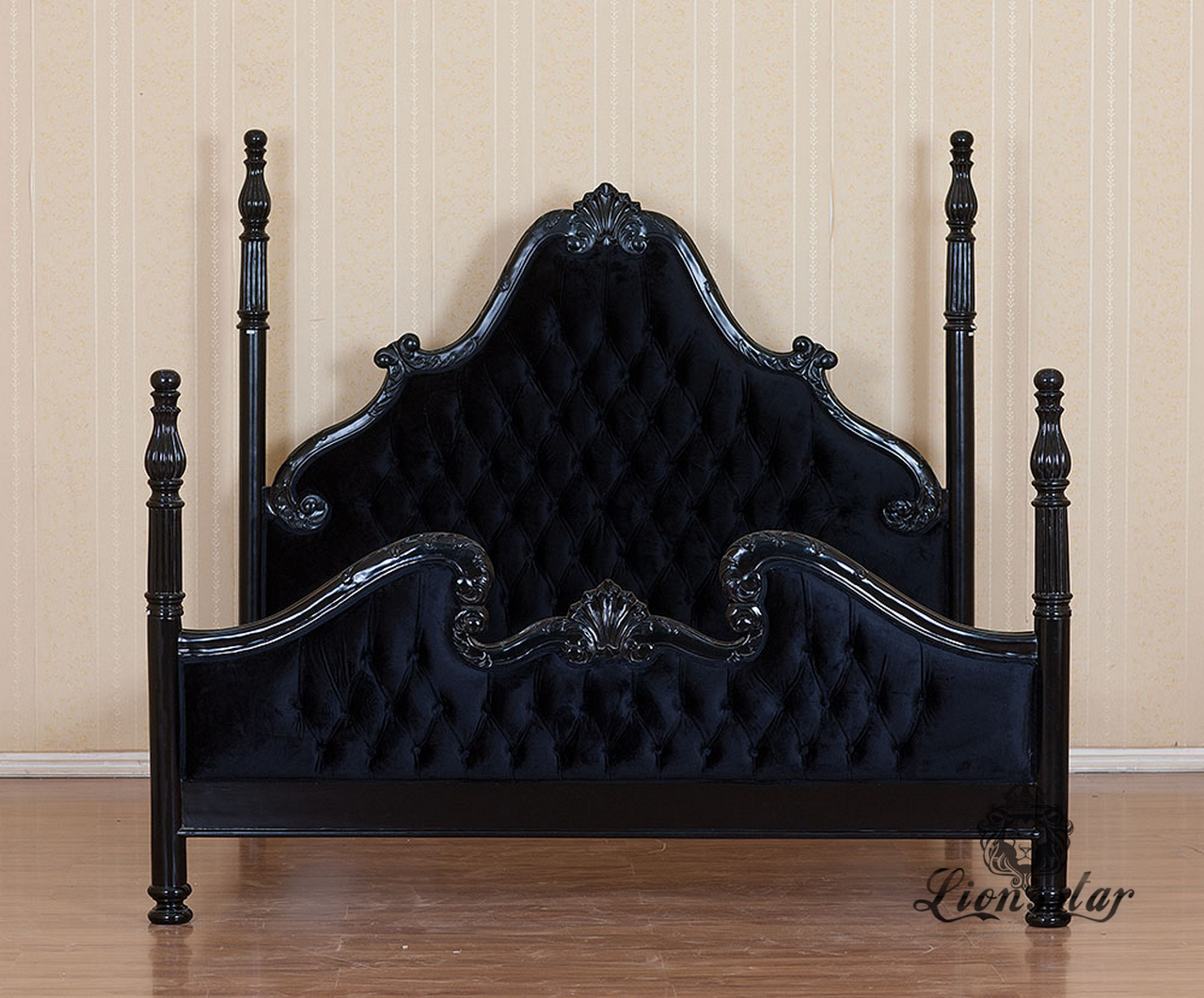 Bett Barockstil Schwarz