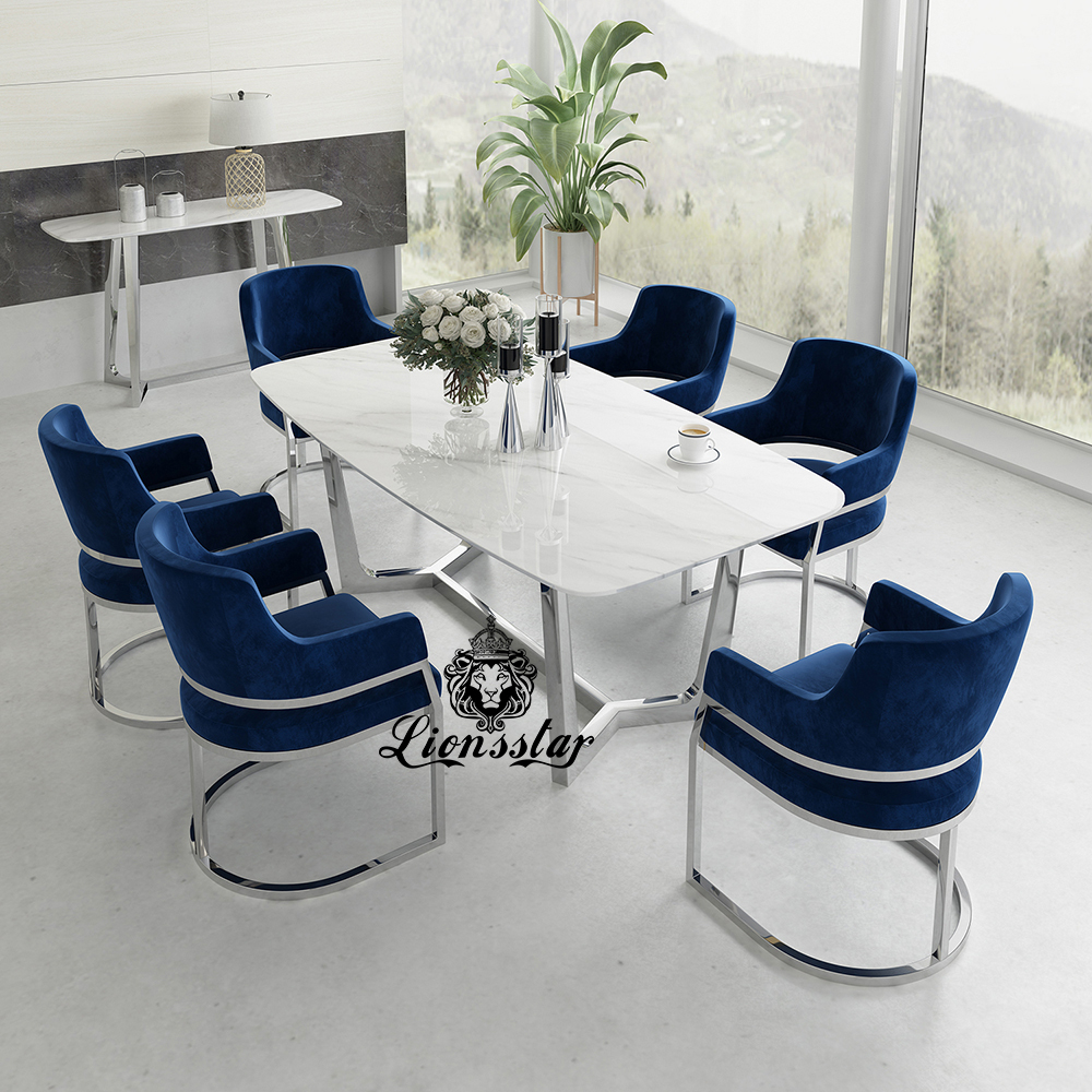 Luxus Esstisch Set Brandon Edel Metall Design