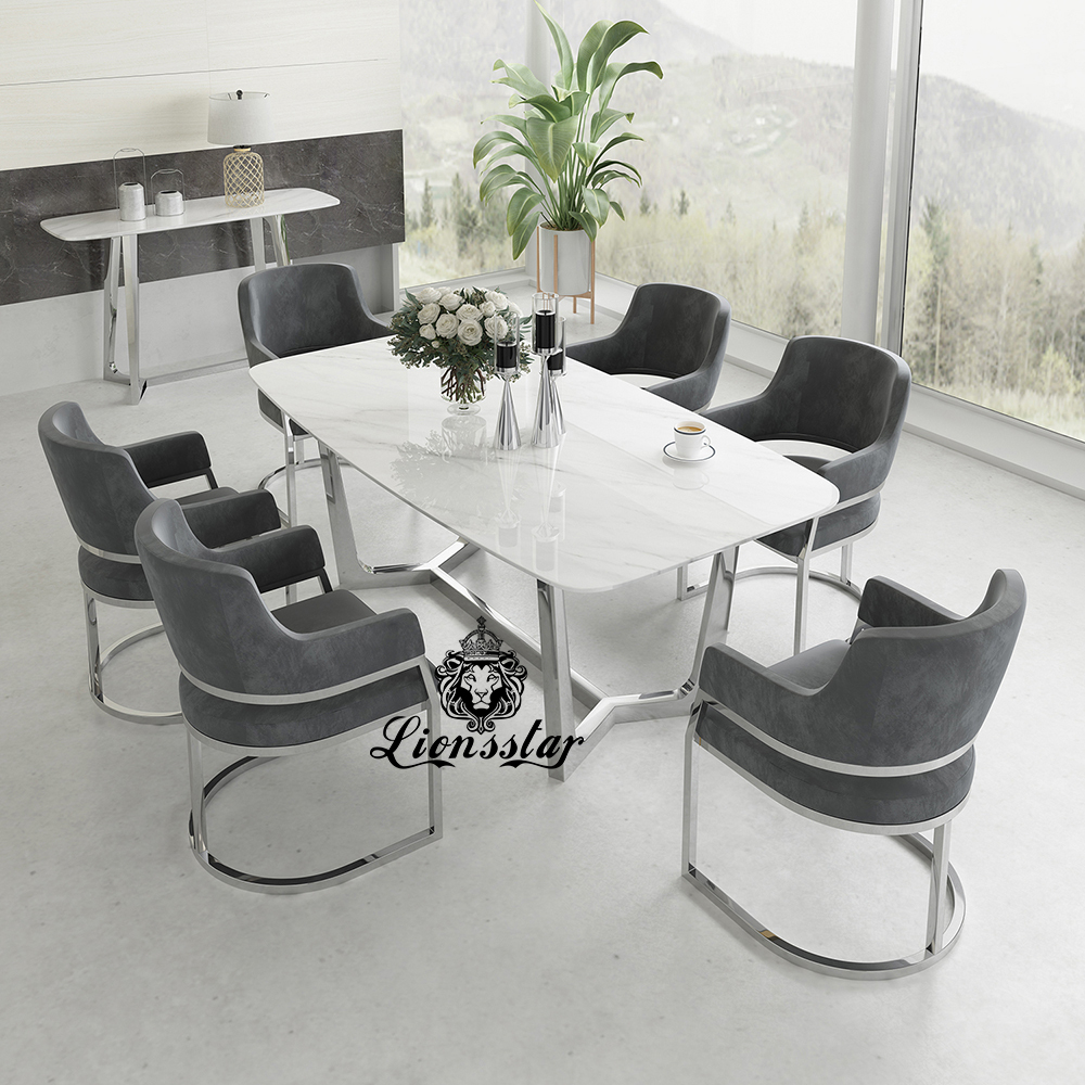 Luxus Esstisch Set Brandon Edel Metall Design