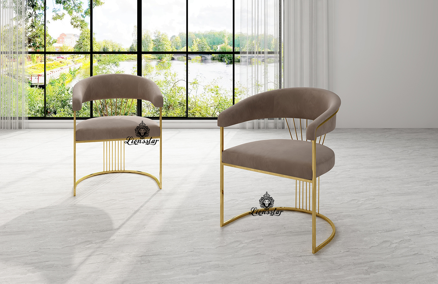 Luxus Stuhl Edel Metall Design Stripes